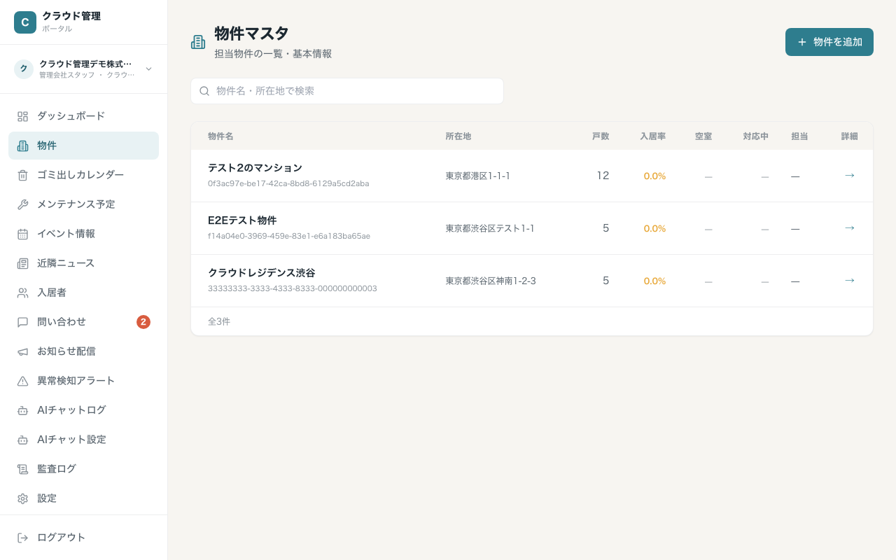 物件詳細 ・ 概要タブ（運用ビュー）